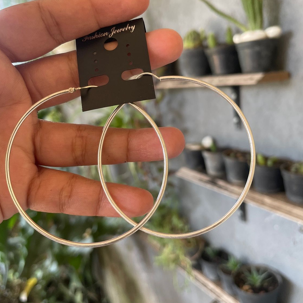 Anting Earrings Perak Silver Bali Bulat Hoop Lebar Polos Asli 925 5 cm 6 cm