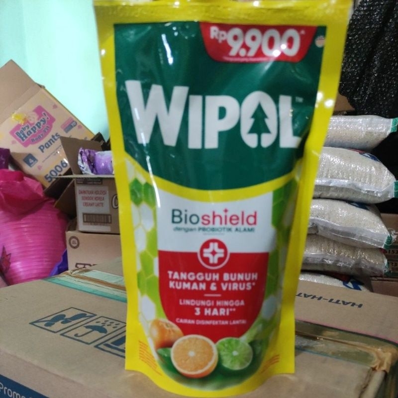 wipol tangguh bunuh kuman pembersih lantai 390ml jeruk