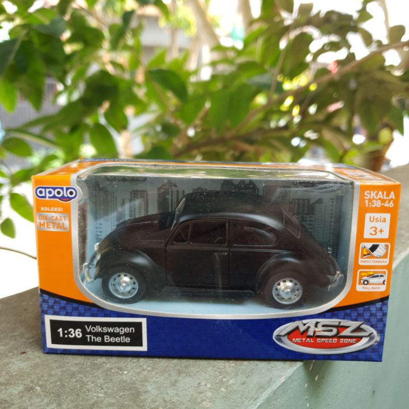 APOLO MSZ VW VOLKSWAGEN THE BEETLE HITAM BLACK SKALA 1:36 PULL BACK