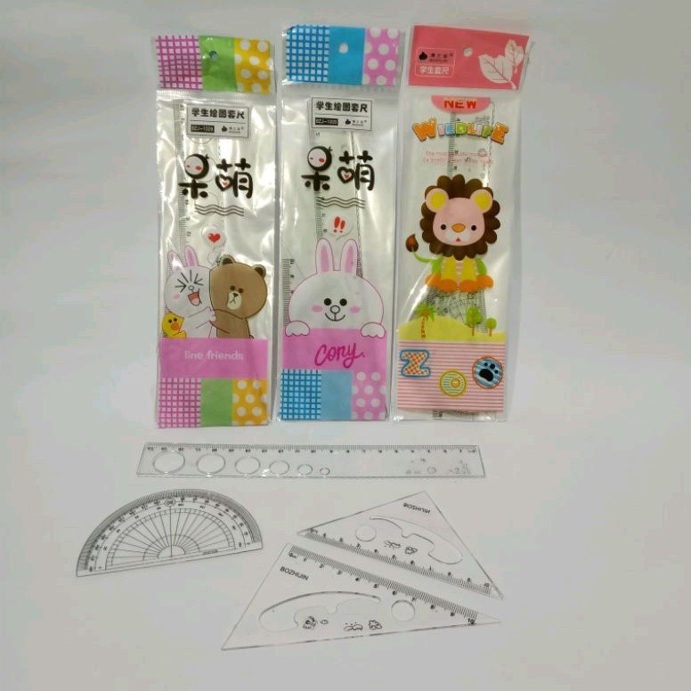 

SATU SET ( 4 PCS ) Penggaris Set 4 in 1 Tipis 20 Cm