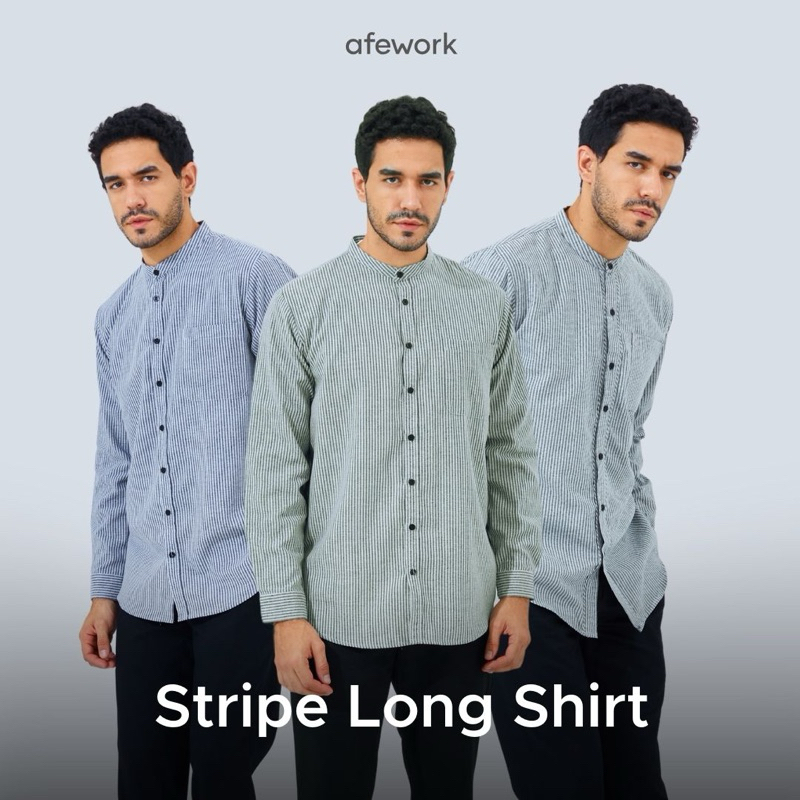 Afework - Strip long shirt kemeja pria / Kemeja pria ori afework