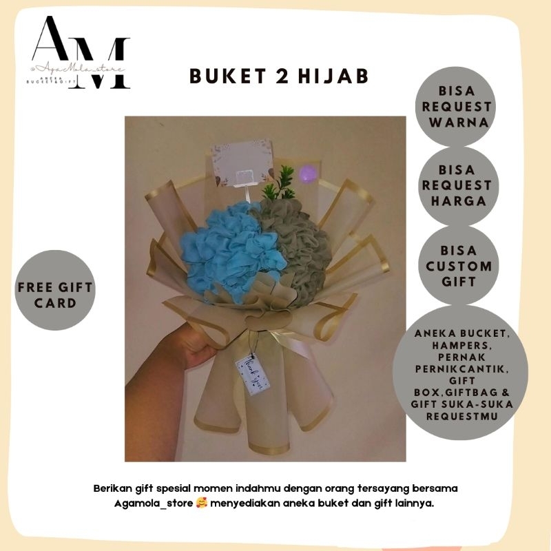 Buket hijab kerudung jilbab polos bella square segi empat hari guru wisuda ulang tahun