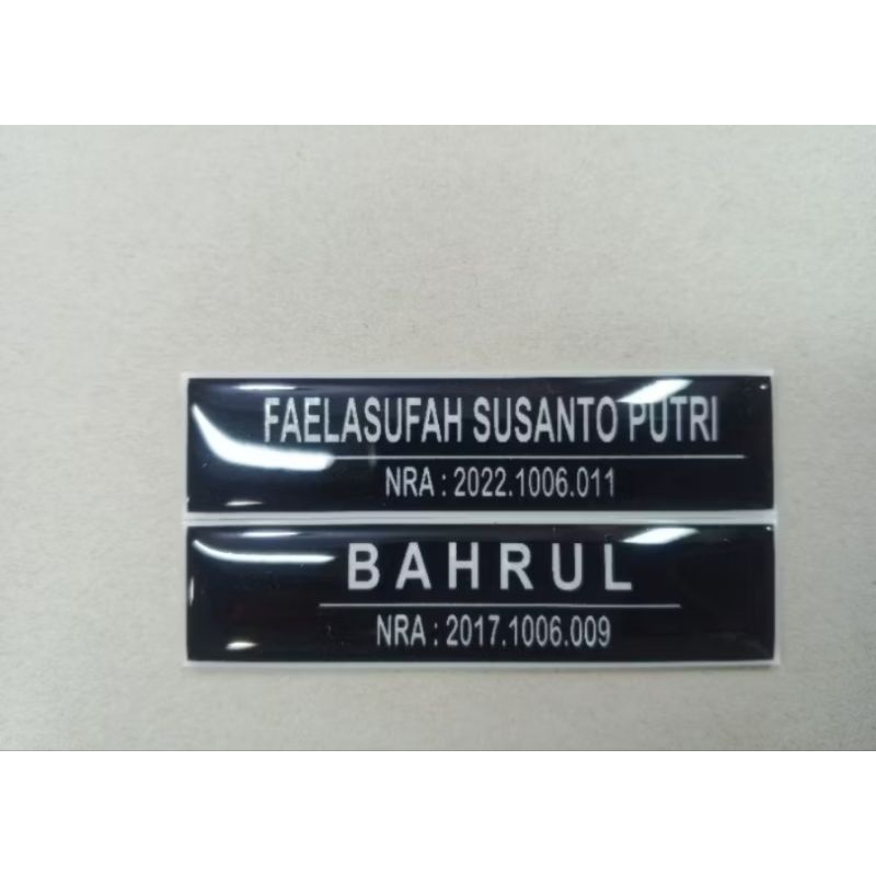 

name tag couting doff l papan nama couting doff + no.reg