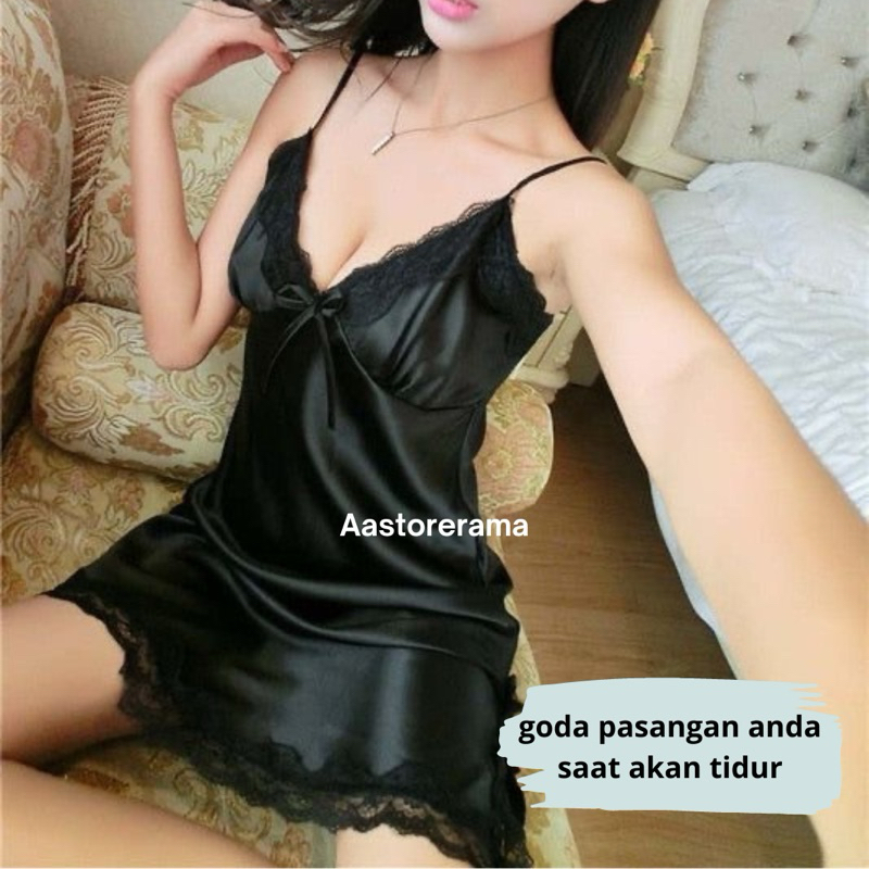 Baju Tidur Piyama sexy Daster Wanita Korea Sexy Mini Dress Women Silk Satin Nightdress Baju Haram Pa