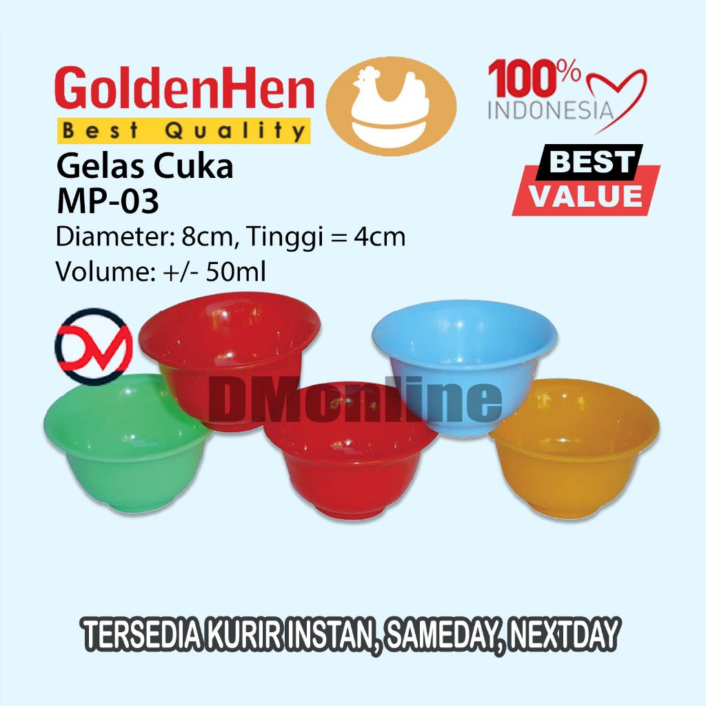 MP-03 12pcs Gelas Cuko Plastik 8cm / Cucing / Cup Mini GOLDEN HEN