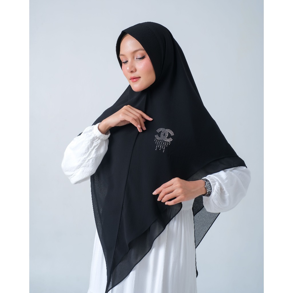 𝐆𝐋𝐎𝐑𝐘 - Khimar Syar'i Jilbab 2Layer Jumbo Payet Swarovski/Hijab 2 Layer Ceruty