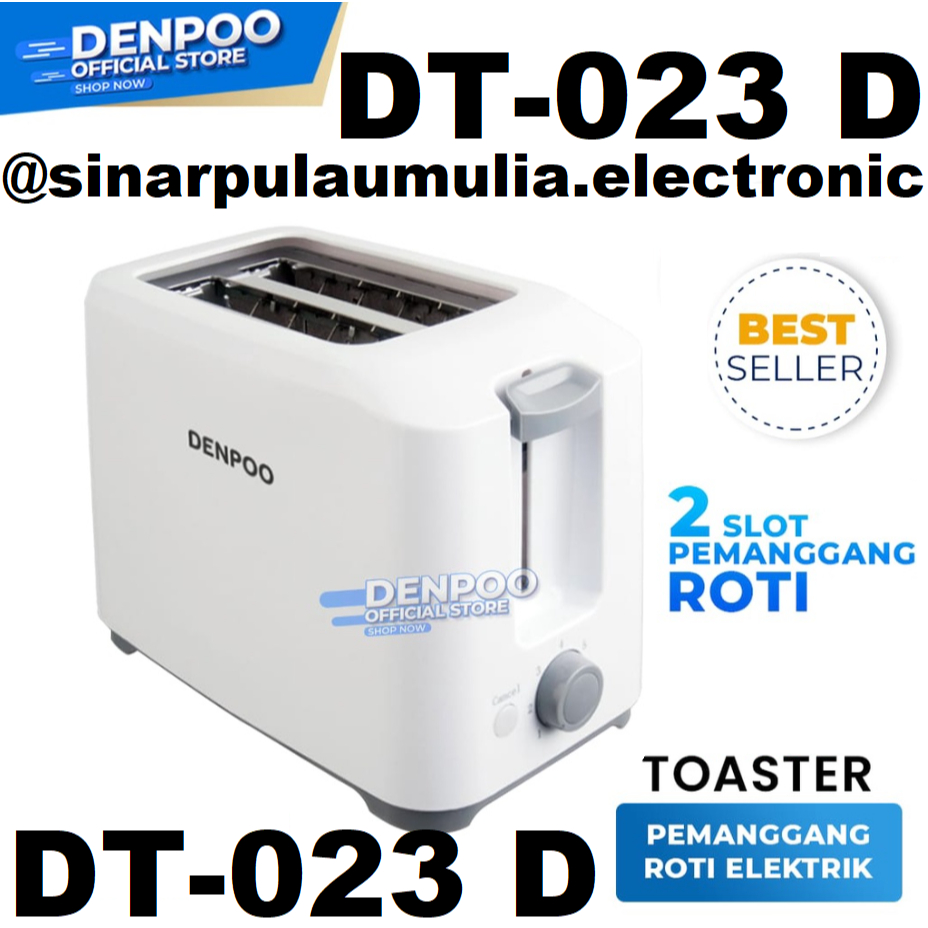 Toaster Denpoo DT 023 D - 2 Slot, Stainless Steel, Putih