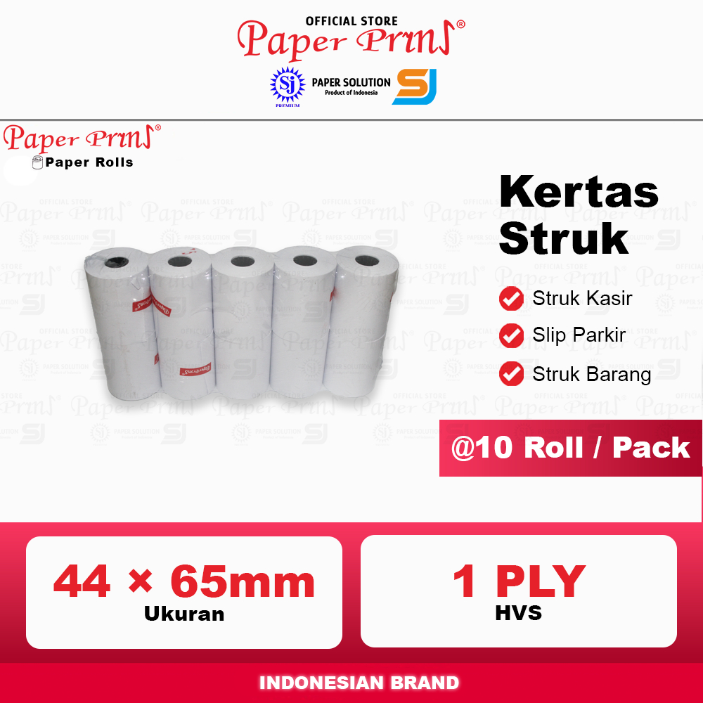

Kertas Struk Kasir Register Roll HVS Paperpryns 1PLY 44 x 65mm (@10 Roll)