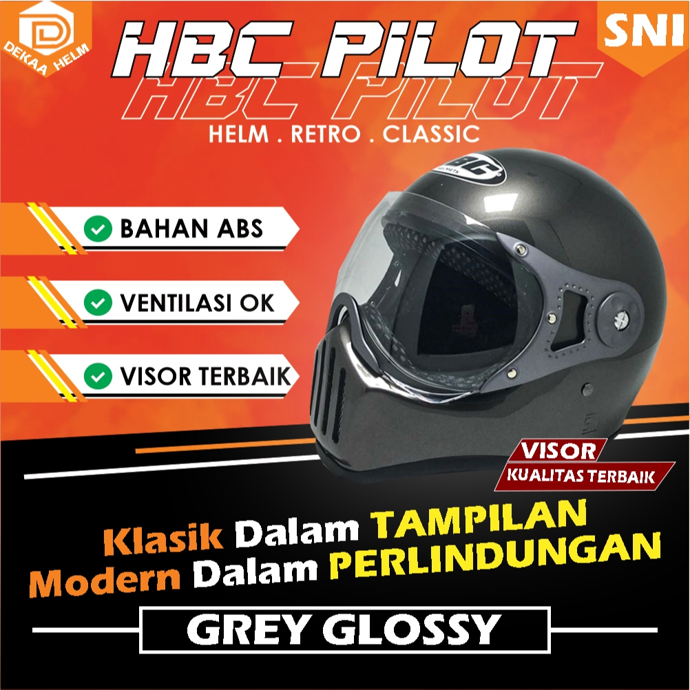 HELM HELEM HLEM HLM HELMET MOTOR CAKIL HBC PILOT VISOR RETRO CLASSIC KLASIK MURAH TERBARU BERKUALITA