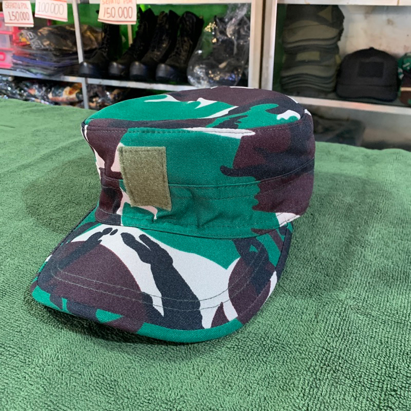 Topi pet pdl komando loreng malvinas / topi komando TNI velbed premium TNI AD AL AU ukuran lengkap r