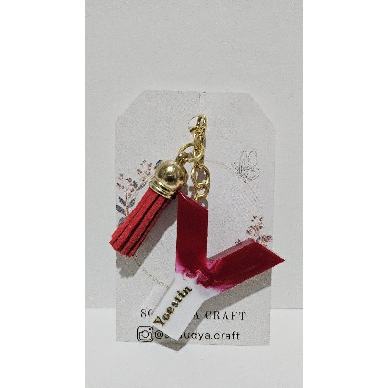 Resin Keychain Alphabet / Gantungan Kunci Resin Alfabet Huruf ( bisa custom nama )
