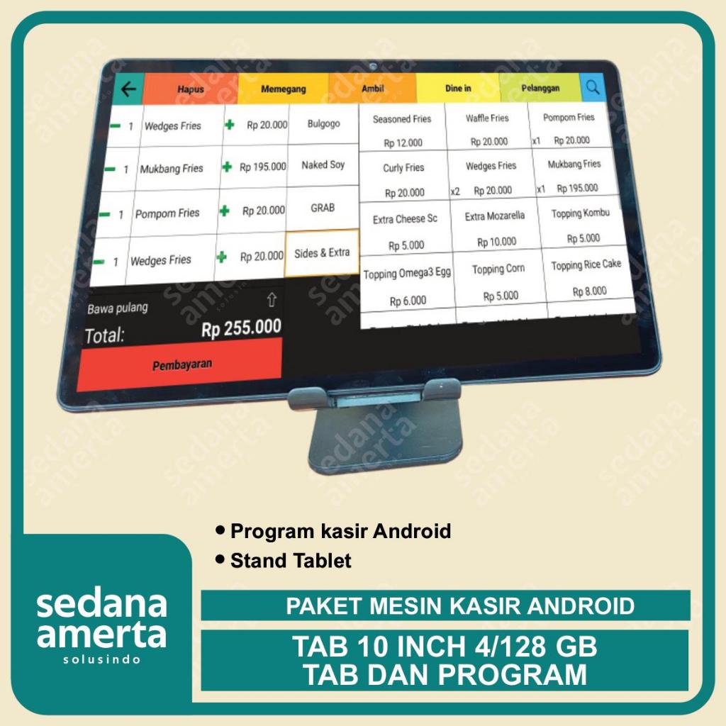 Paket Mesin Kasir Android POS Tablet/Tab 10 Inch 4/128GB - TAB & PROGRAM : Tab- cocok untuk Restaura