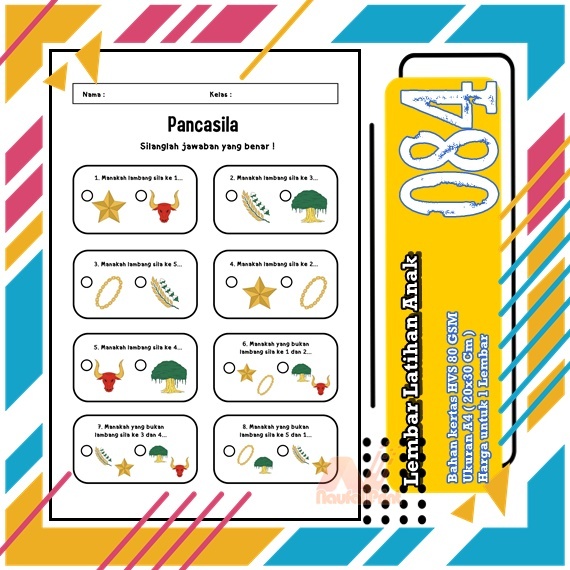 

Latihan soal anak belajar ujian usia dini kelas 1 2 3 Pr SD Paud Tk TPA TKA Mengenal angka hurup abjad waktu perkalian pembagian pencocokan penjumlahan pengurangan buah tumbuhan warna gambar pansila pulau negara Vol-1