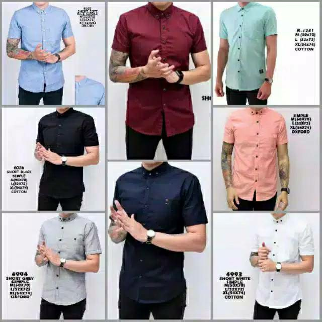 KEMEJA PRIA LENGAN PENDEK POLOS // HEM PRIA LENGAN PENDEK