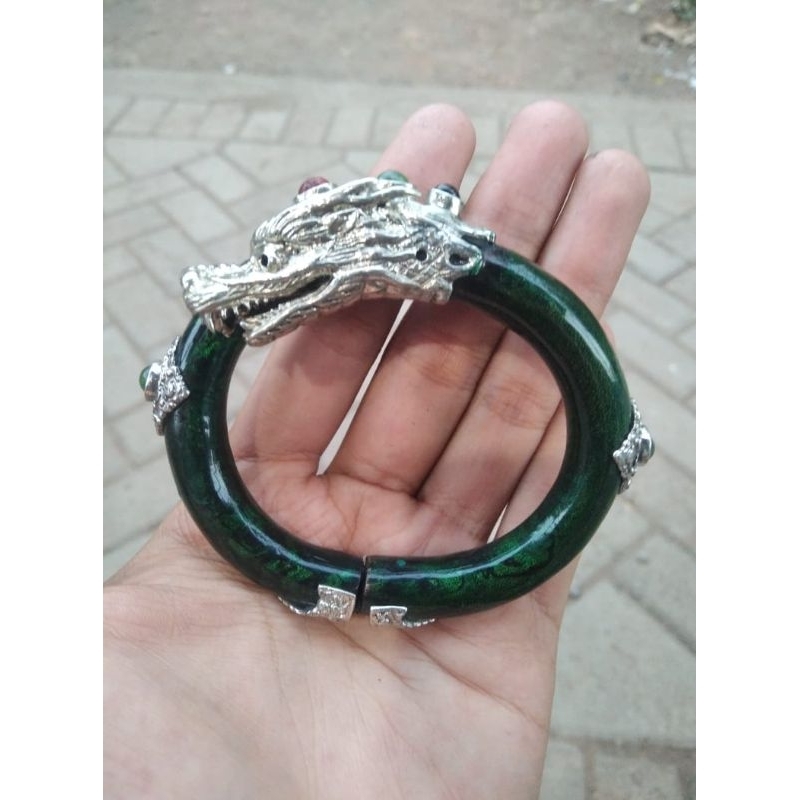 gelang akar Bahar tali arus hijau variasi alpaka naga besar berkualitas