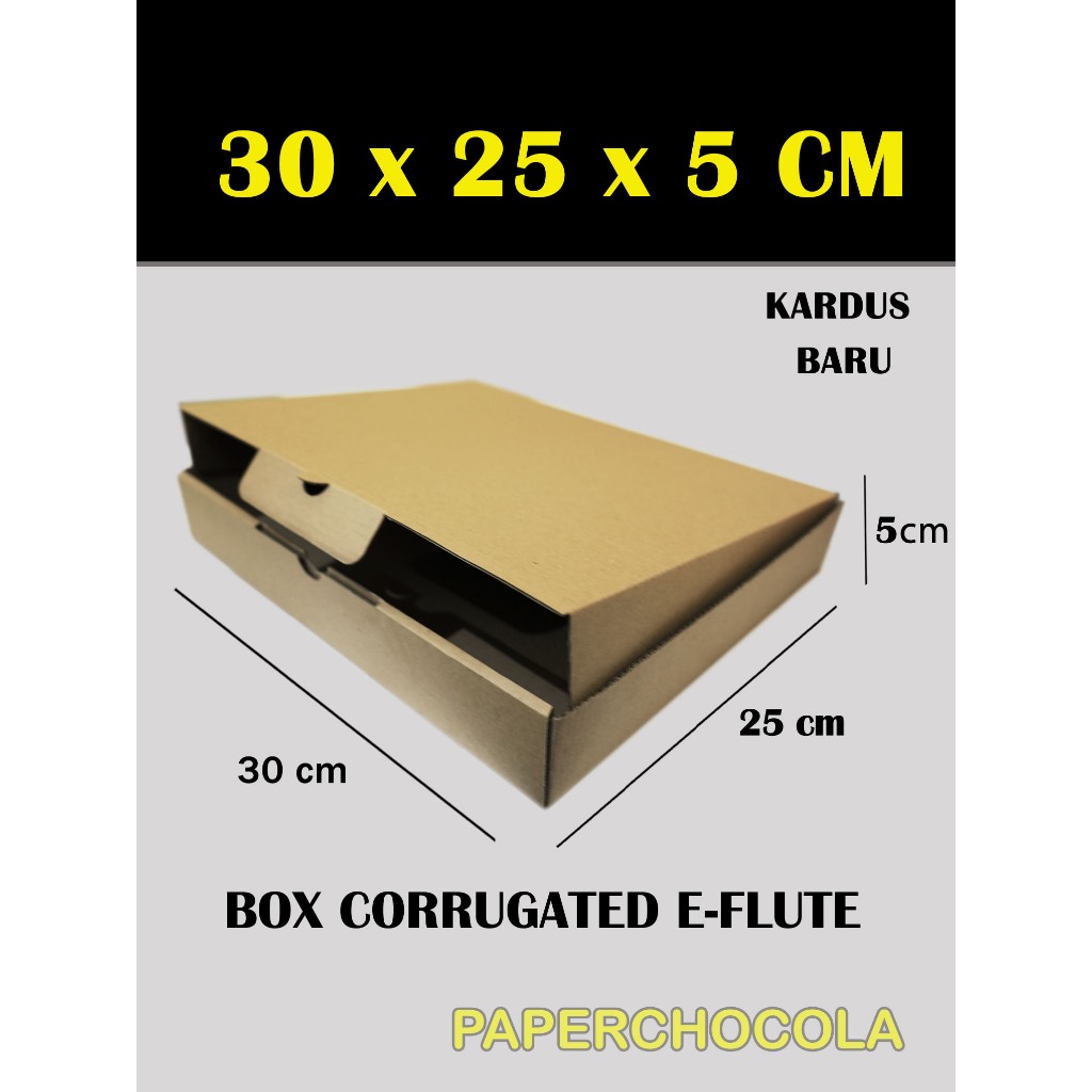 

KARDUS 30x25x5 Cm /BOX KARTON CORUGATED DIECUT E - FLUTE/BAJU/PIZZA