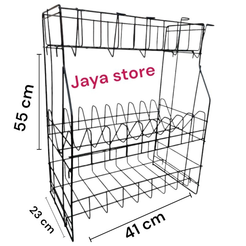 Rak piring RPL Susun 3 Warna Hitam Wastafel/Rak Piring Gantung Dinding/Rak Piring Dapur/Rak Piring M