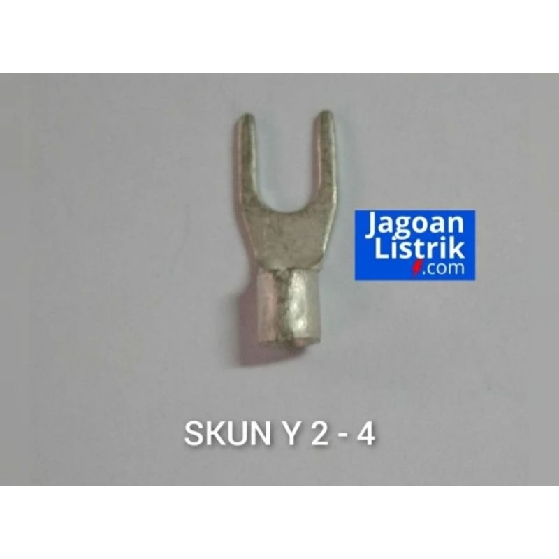 Skun Kabel Y 2 - 4 mm Polos Skun Garpu Fork Y 2-4 CL Untuk Kabel 1.25 - 2.5 mm Lubang Baut 4mm
