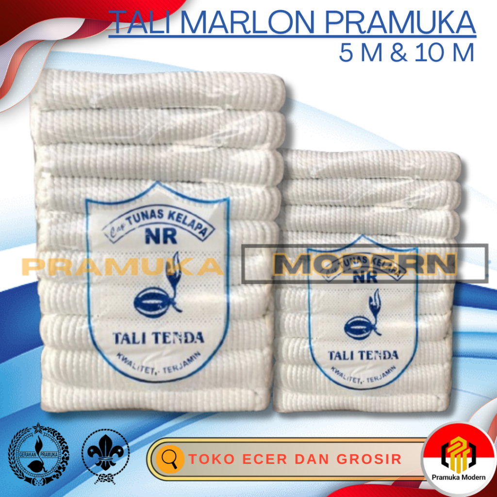 

Perpack (10pcs) Tali pramuka serat dan marlon tekuk 5 & 10 meter