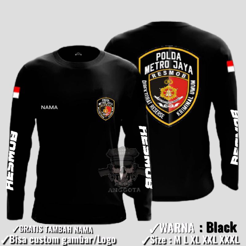 Kaos polisi tangan panjang unit resmob polda terbaru - Tshirt resmob polda terbaru kasual