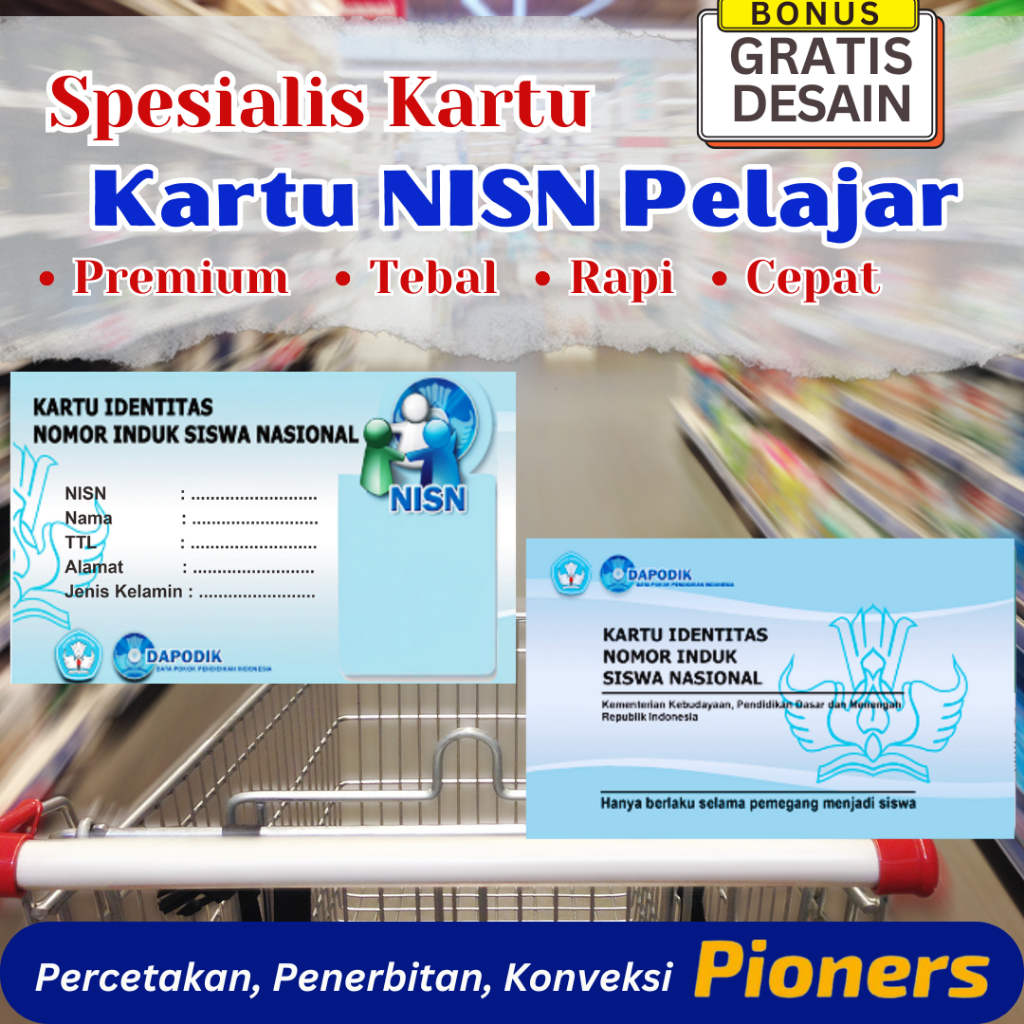 

JASA CETAK KARTU NISN DAPODIK MURAH BAHAN TEBAL PVC PROSES CEPAT