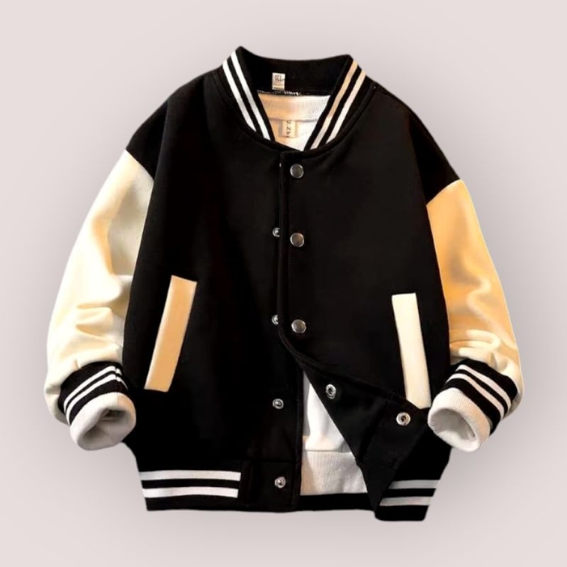 jaket bisball varsity anak polos 1-12 tahun