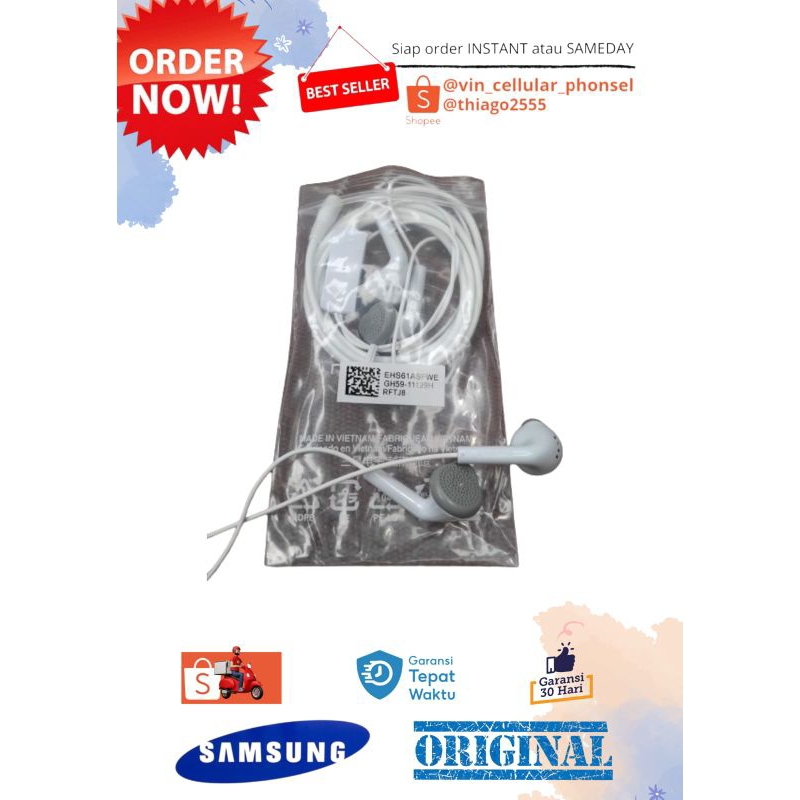 TERMURAH Henset samsung Stereo Headset samsung A12 Stereo Bass Headset samsung A02S A03 Henset samsu