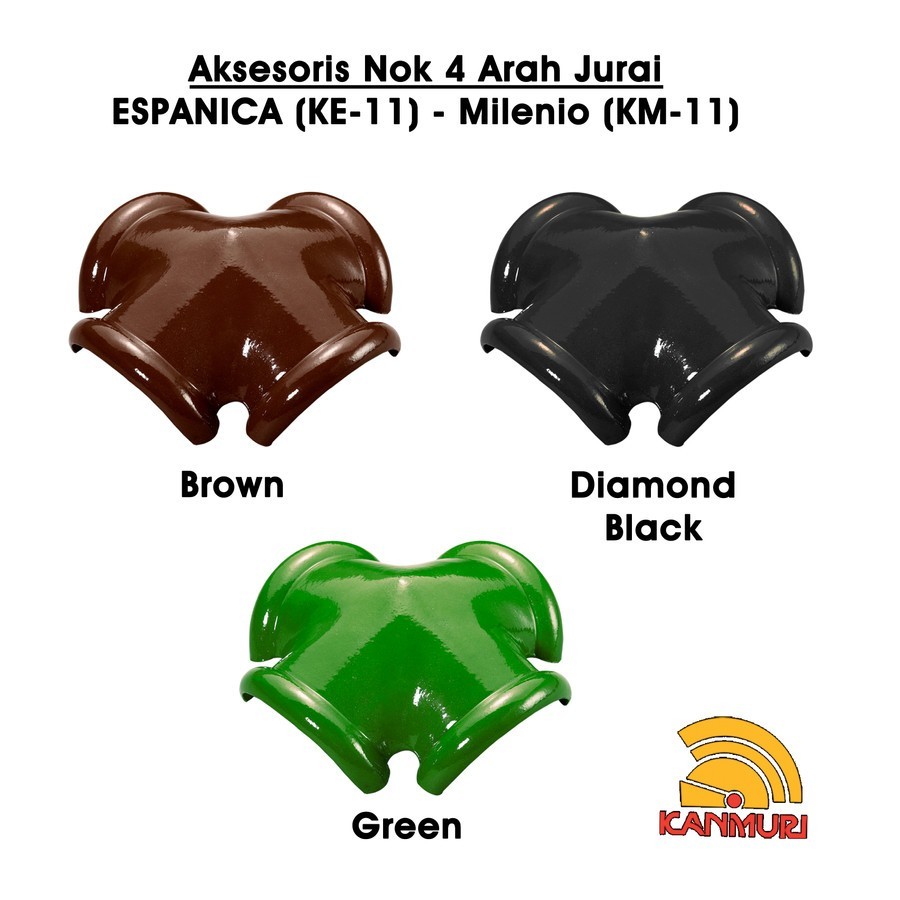 Nok Empat Arah Kanmuri Espanica Milenio Brown, Green, Diamond Black Aksesoris Genteng Keramik Bergla