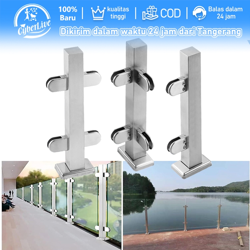 Tiang Railing Kaca Railing Tangga Stainless 304 Topless Doff Braket