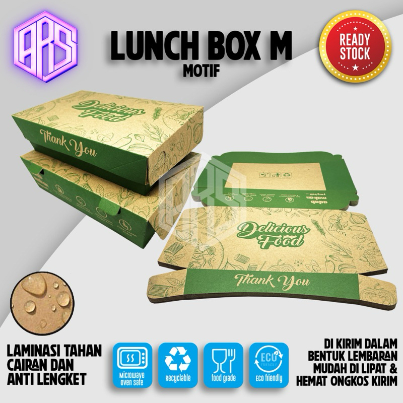 Lunch Box Motif Size M Laminasi Paper Kraft 290 Gsm Kotak Dus Makan Nasi Ayam Nasi Goreng Nasi Kunin