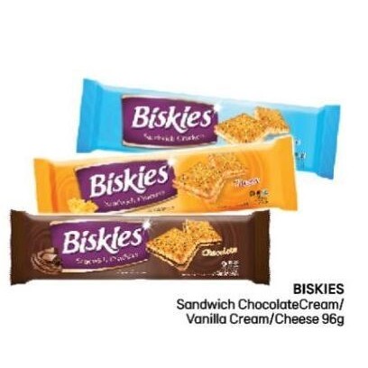 

Camilan Makanan Ringan Biskuit Biskies Krakers Sandwich 96 Gr Coklat / Chocolate, Cheese, Vanilla, Black Creme Cokelat 72 Gr