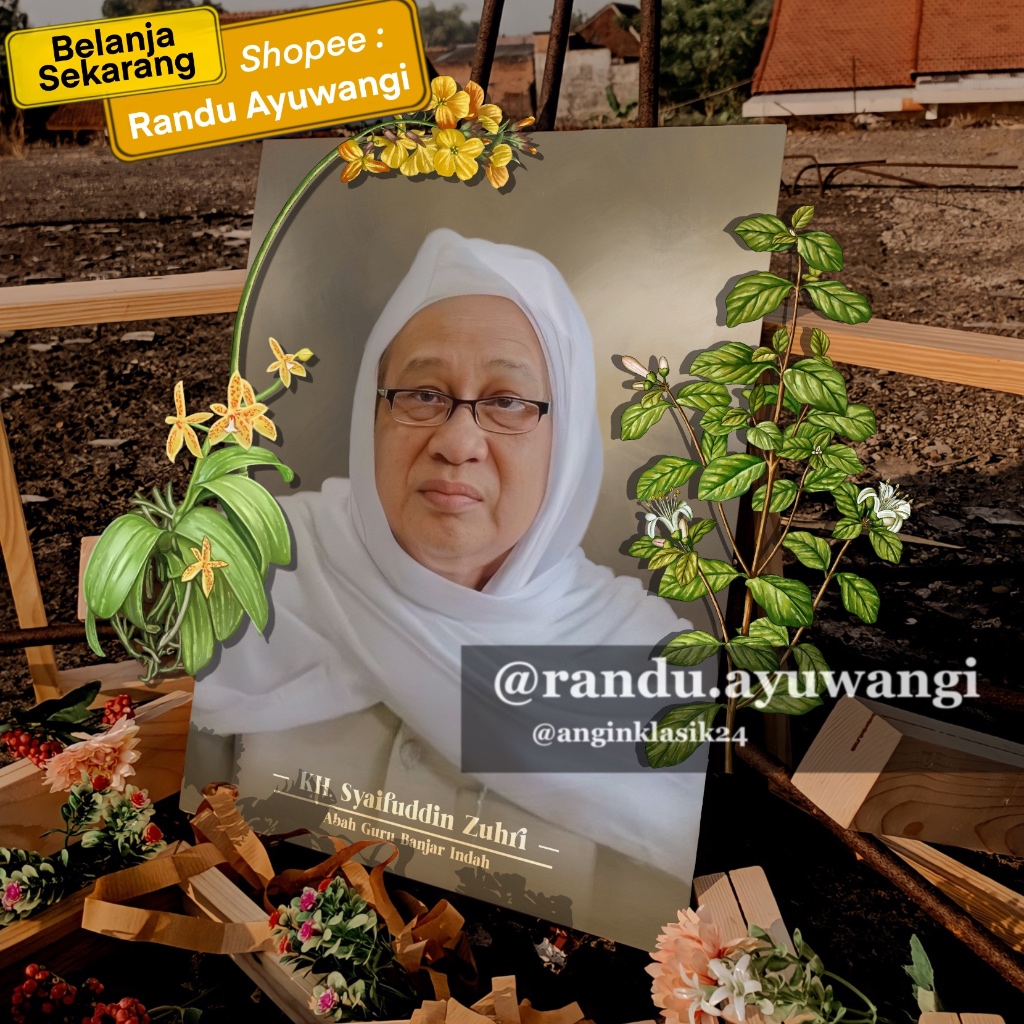 Lukisan Digital KH. Syaifuddin Zuhri ( Abah Guru Banjar Indah ) diatas Papan MDF (Ukuran 30x40 dan 2