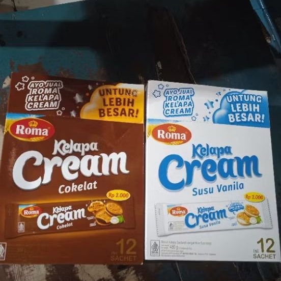 

biscuit roma kelapa cream chocolate atau vanila 1 box isi 12 bungkus