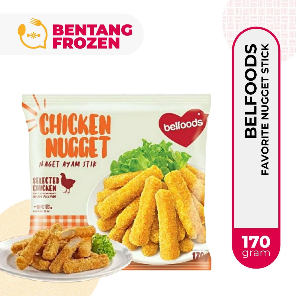 

Belfoods Favorite Nugget Stick 170gr / Nugget Ayam / Chicken Nugget Stick