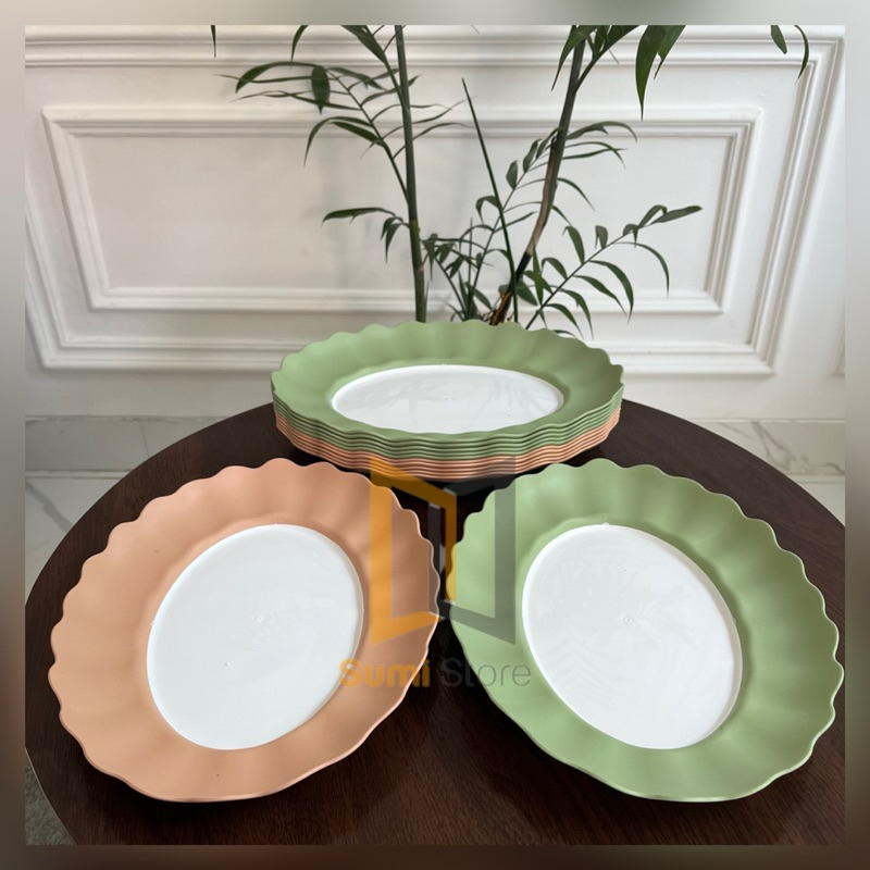 (6pcs) Piring makan oval plastik/ Piring Makan Plastik oval 12 hikari/ Piring prasmanan plastik
