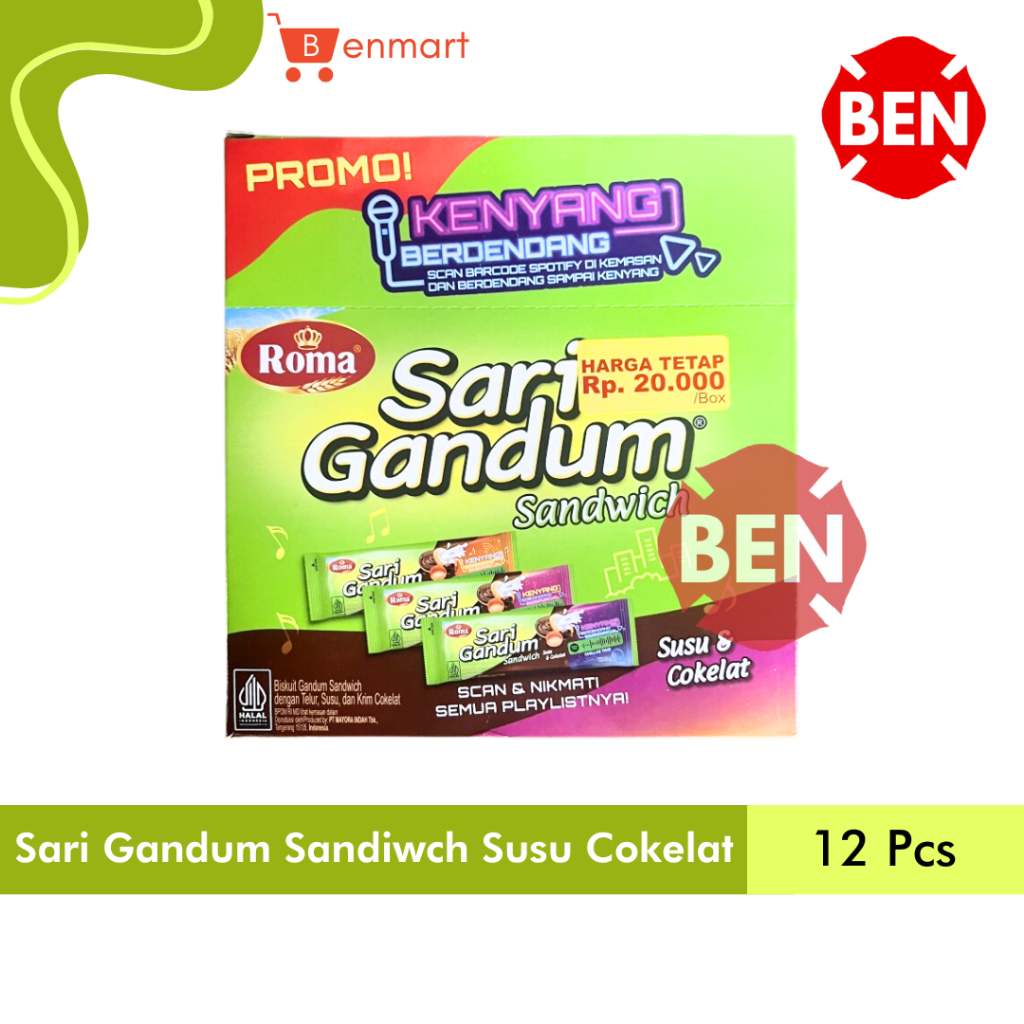 

Roma Sari Gandum Sandwich Susu & Cokelat 1 Box Pak 12 Pcs - Coklat