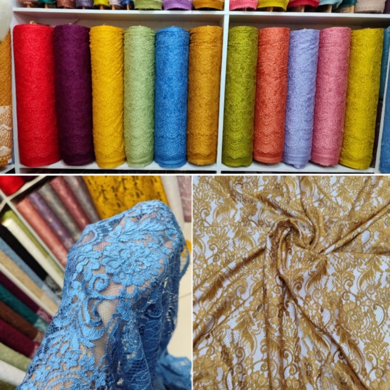 BAHAN KEBAYA SEMI FRANCIS 3D SAINTLORAINT MOTIF FATMAWATI KUALITAS TERBAIK PREMIUM