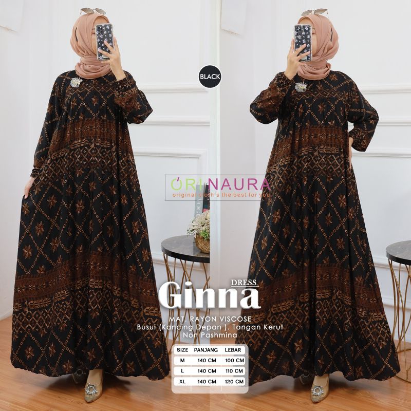 NEW GINA DRESS - DRES WANITA DEWASA UKURAN JUMBO BY ORI NAURA || BAHAN RAYON VISCOSE