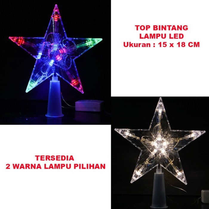 Hiasan Top Bintang Lampu Led K bintang natal topper pohon natal pucuk pohon natal star natal aksesor
