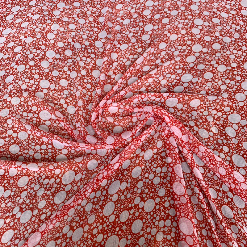 kain sifon yoryu motif base colour merah - kain ceruty yoryu motif