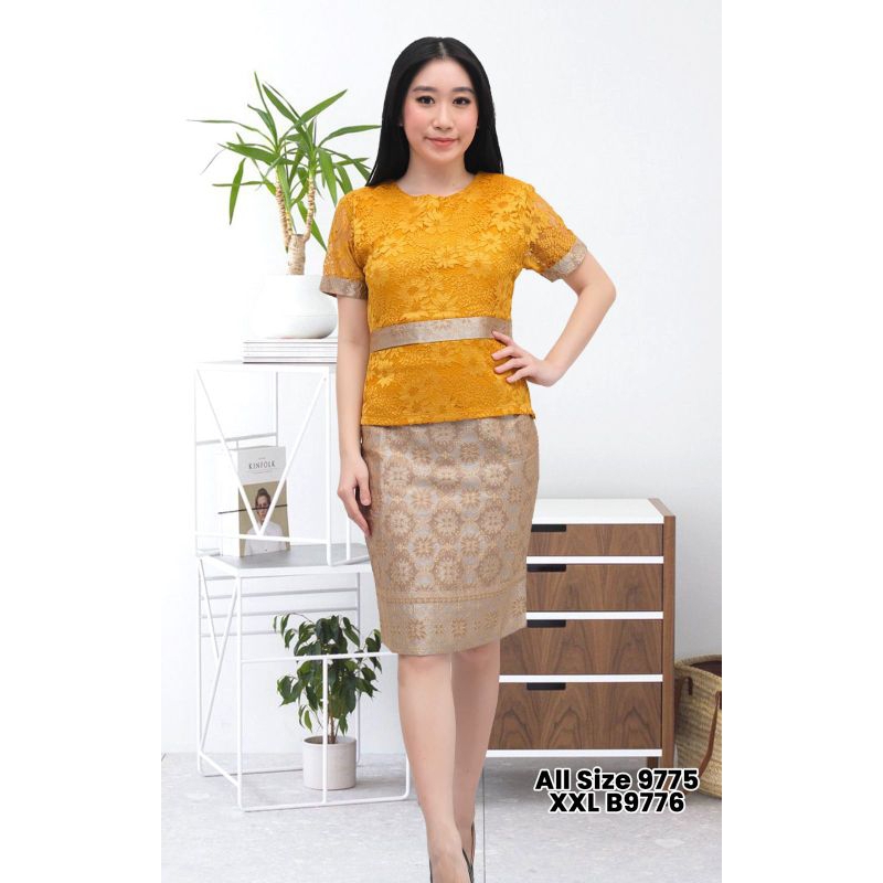 setelan rok brokat