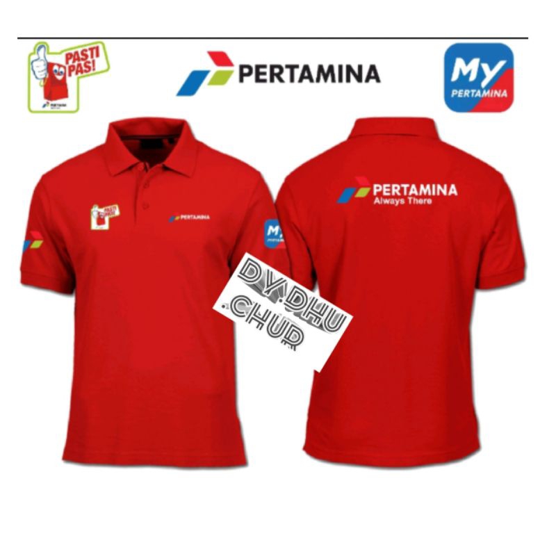 custom kaos polo kaos kerah Pertamina mypertamina tulisan pertamina