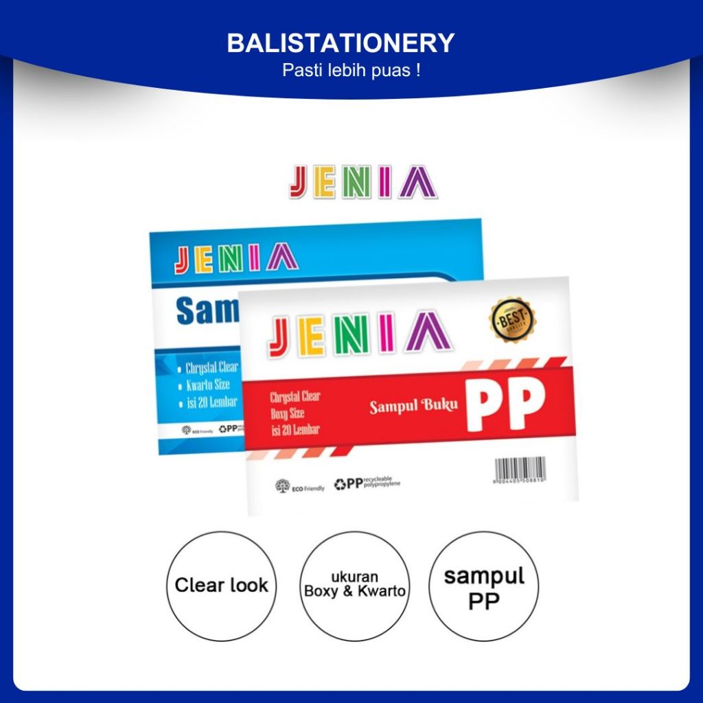 

Sampul Buku Plastik PP Jenia Quarto Kwarto Boxy