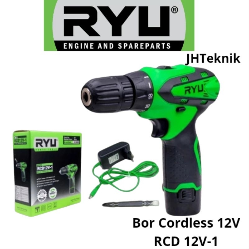 JHTeknik MESIN BOR CORDLESS RYU RCD 12V-1/Mesin Bor Baterai 12V RYU by TEKIRO