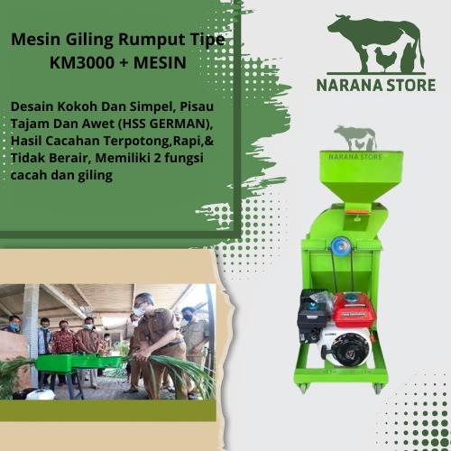 Mesin Penggiling Rumput Daun Multifungsi Tipe KM3000 + MESIN