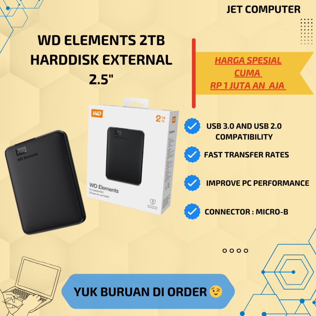 WD Elements 2TB Harddisk External 2.5"