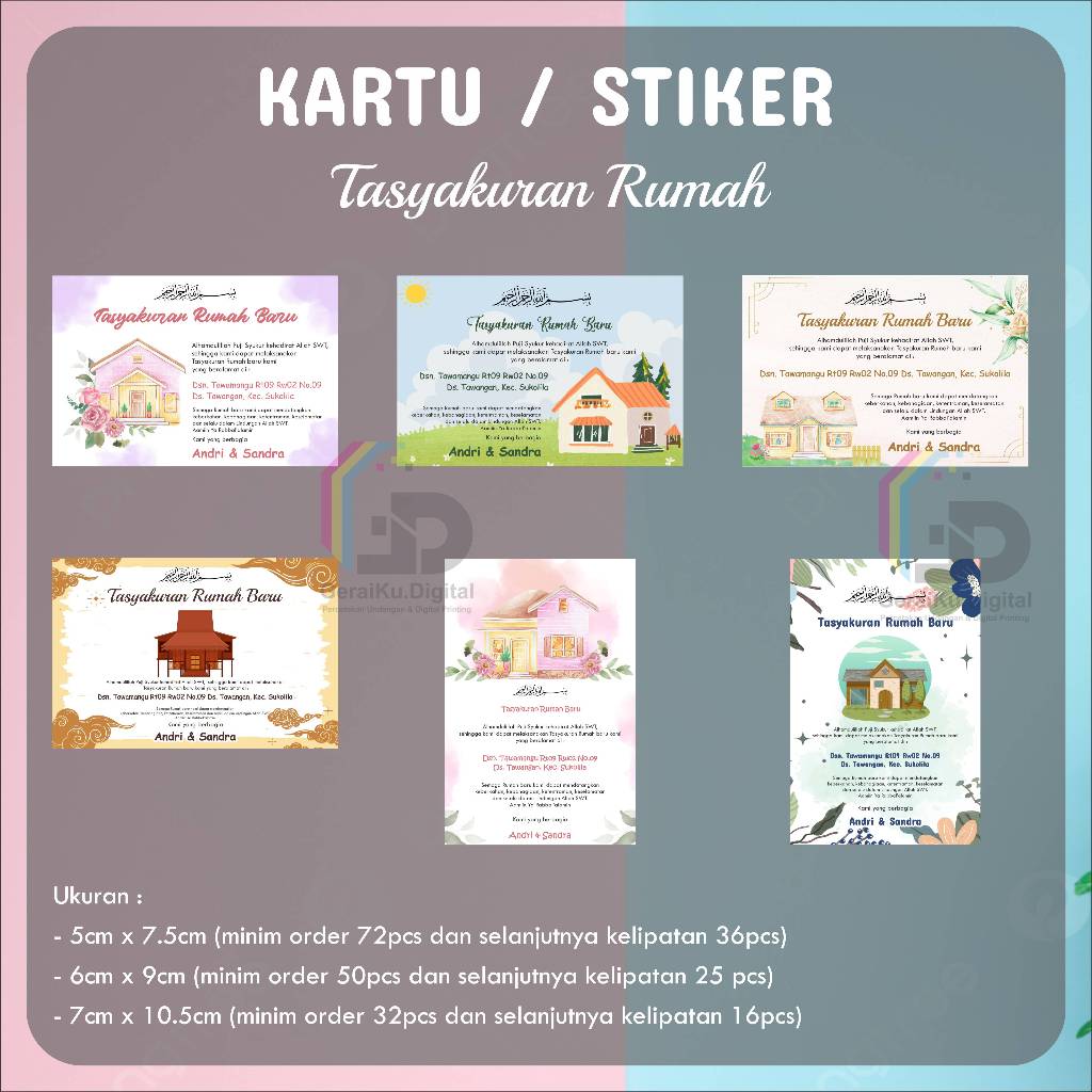 STIKER / KARTU TASYAKURAN RUMAH BARU