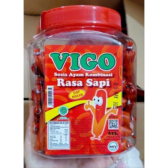 

( Toples ) Vigo Sosis Ayam Kombinasi Sapi Siap Makan isi 50pcs 625gr