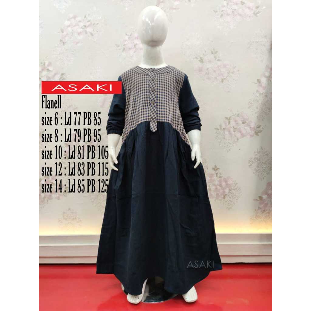 New || Gamis Anak Perempuan || Asaki || Gamis Anak || Flanel || Pakaian Wanita || Gamis Terbaru || G