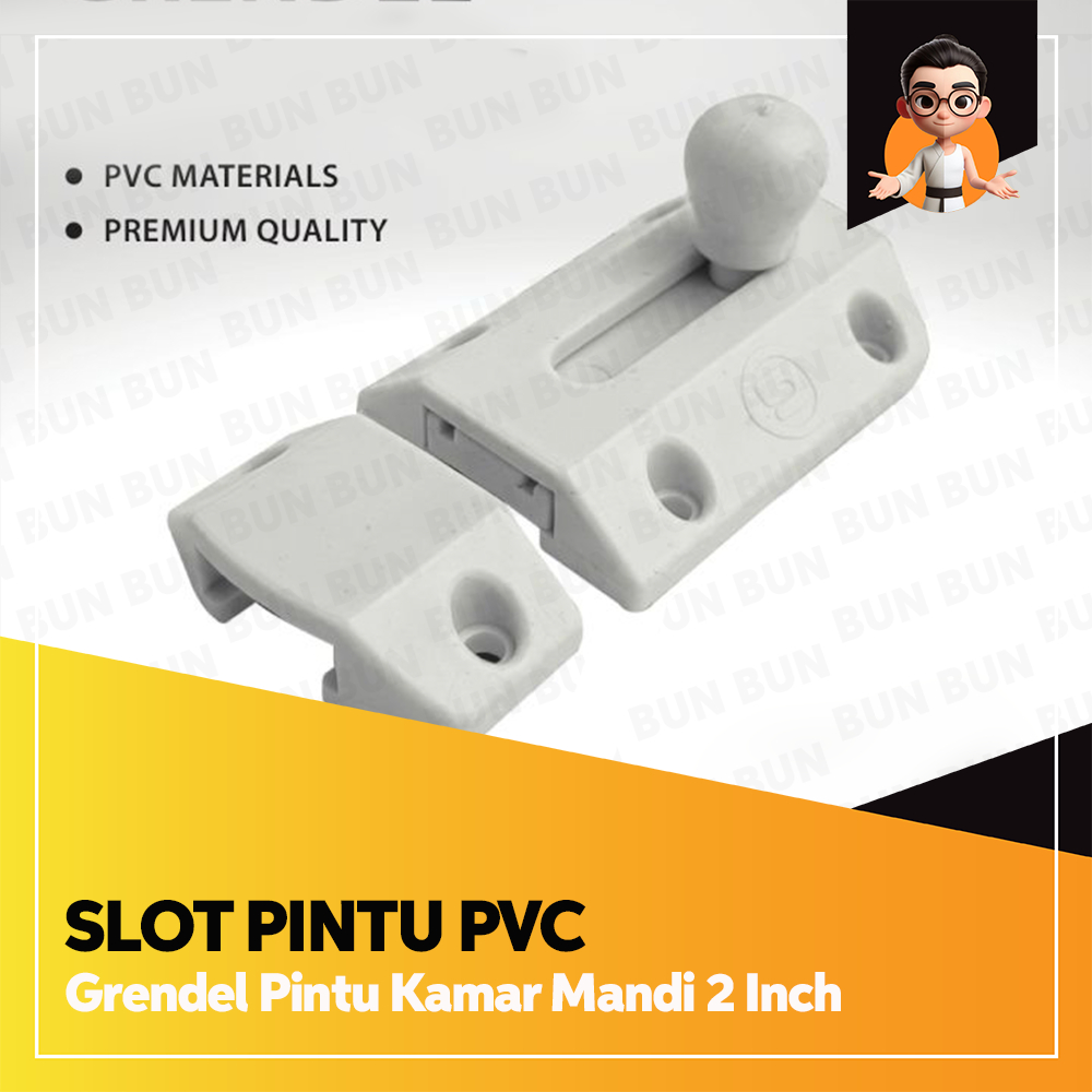 Grendel Slot Pintu PVC - Kunci Pintu Kamar Mandi Plastik